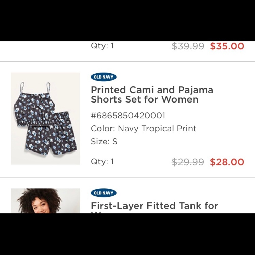 Old navy cami and shorts sleep set